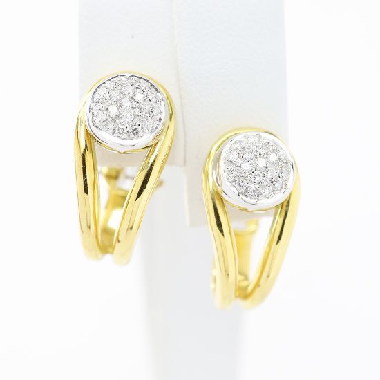 Picture of 18k Two Tone Gold Half Hoop Diamond Earrings