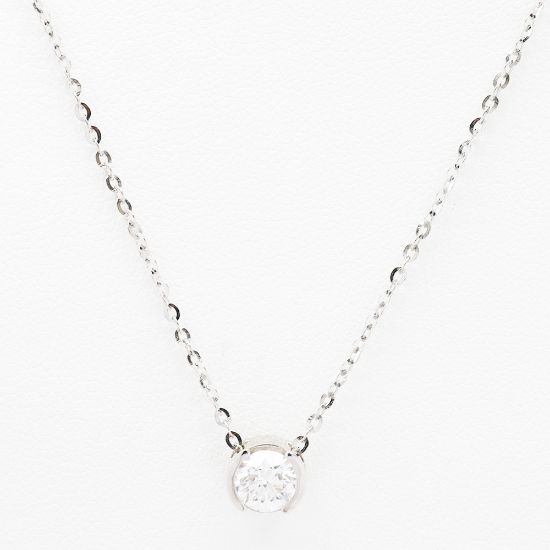 Picture of 14k White Gold Round Bezel Set Diamond Pendant