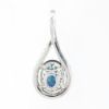Picture of 14k White Gold Oval Sapphire & Diamond Halo Teardrop Pendant