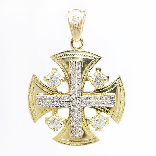 Picture of 18k Yellow Gold Diamond Cross Pendant