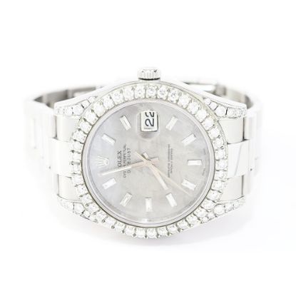 Picture of Rolex Oyster Perpetual Datejust Custom Silver & Diamond Dial Watch 