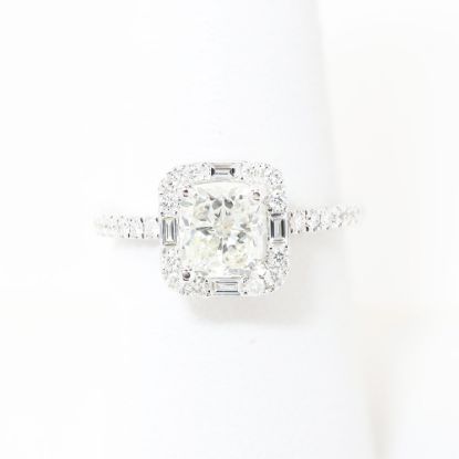 Picture of 18k White Gold Brilliant Cushion Cut Diamond Ring