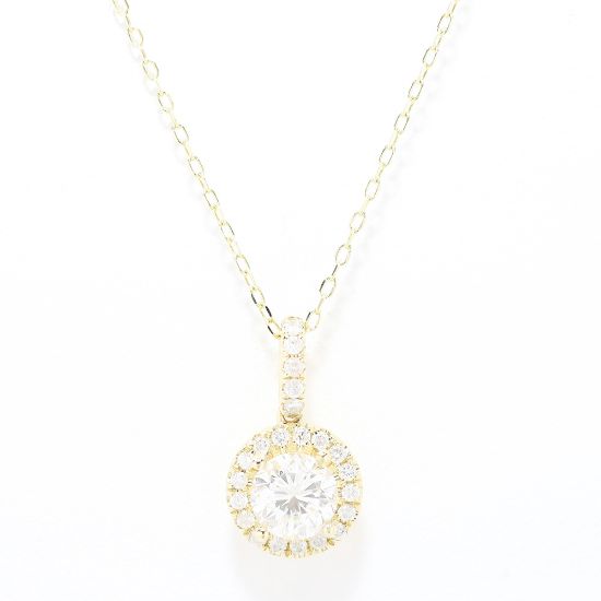 Picture of 14k Yellow Gold Round Brilliant Diamond Halo Pendant