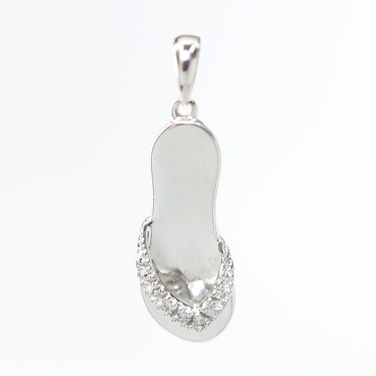 Picture of 14k White Gold & Diamond Flip Flop Pendant