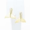 Picture of 14k Yellow Gold & Diamond Mermaid Tail Earring Studs