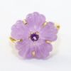 Picture of 14k Yellow Gold Round Amethyst & Lavender Jade Flower Ring