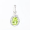 Picture of 14k White Gold Pear Cut Peridot & Diamond Halo Pendant