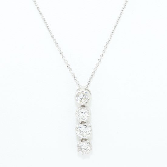 Picture of 14k Yellow Gold Round Diamond Bezel Bar Necklace