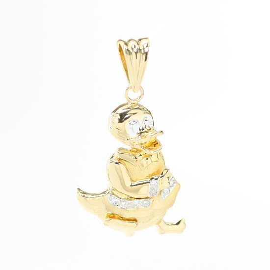 Picture of 18k Yellow Gold Diamond Duck Pendant
