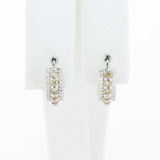 Picture of 14k White Gold Diamond Hoop Earrings