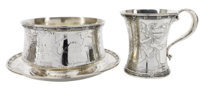 Picture of Tiffany & Co. Sterling Silver Nursery Rhyme 3-Piece Child Cup, Porringer, and Plate