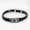 Picture of AXION Sterling Silver Black Braided Leather Bracelet with Cross Motif