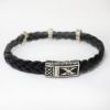 Picture of AXION Sterling Silver Black Braided Leather Bracelet with Crosses Motif