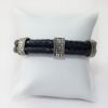 Picture of AXION Sterling Silver Greek Key Motif & Navy Blue Braided Leather Bracelet