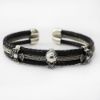 Picture of AXION Sterling Silver Black Genuine Leather Flex Bracelet