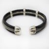 Picture of AXION Sterling Silver Black Genuine Leather Flex Bracelet