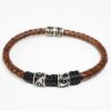 Picture of Sterling Silver Brown Leather Bracelet with Greek Key Meanders Motif