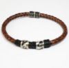 Picture of Sterling Silver Brown Leather Bracelet with Greek Key Meanders Motif