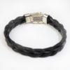 Picture of AXION Sterling Silver Black Braided Leather Bracelet with Cross Motif 