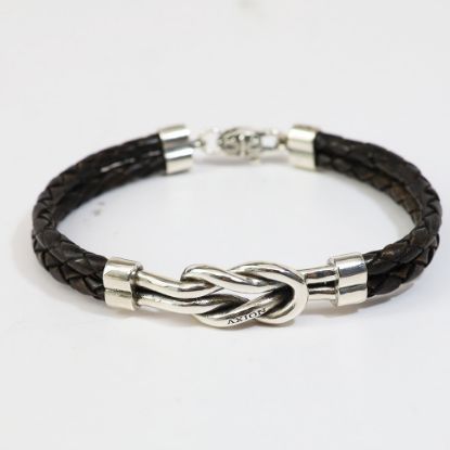 Picture of AXION Sterling Silver and Black Leather Nautical Knot Bracelet