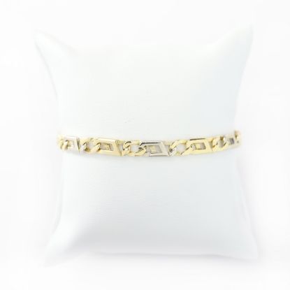 Picture of 14k Two Tone Figaro Link Chain Bracelet