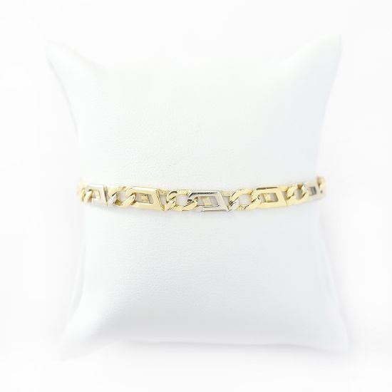 Picture of 14k Two Tone Figaro Link Chain Bracelet