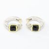 Picture of Sterling Silver & 18k Yellow Gold Onyx & Diamond Mini Hoop Earrings