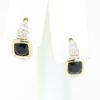 Picture of Sterling Silver & 18k Yellow Gold Onyx & Diamond Mini Hoop Earrings