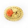 Picture of Antique 14k Yellow Gold & Coral Rose Victorian Brooch