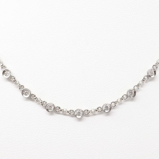 Picture of 18k White Gold Diamond Stations Necklace