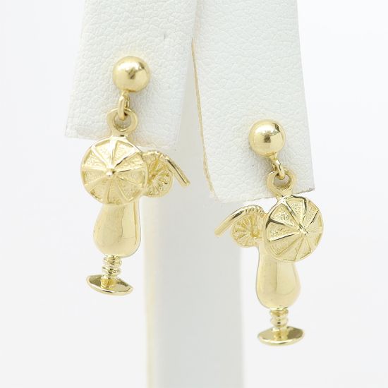 Picture of 14k Yellow Gold Tropical Cocktail Dangling Earrings