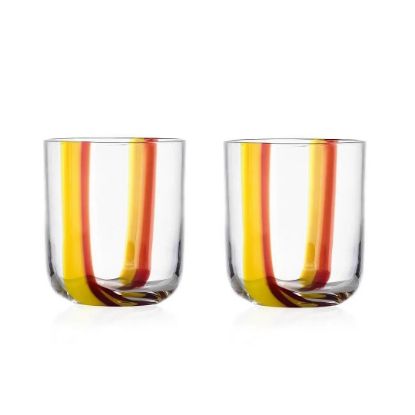 Picture of Pair of Tumblers, "U" Yellow & Bordeaux