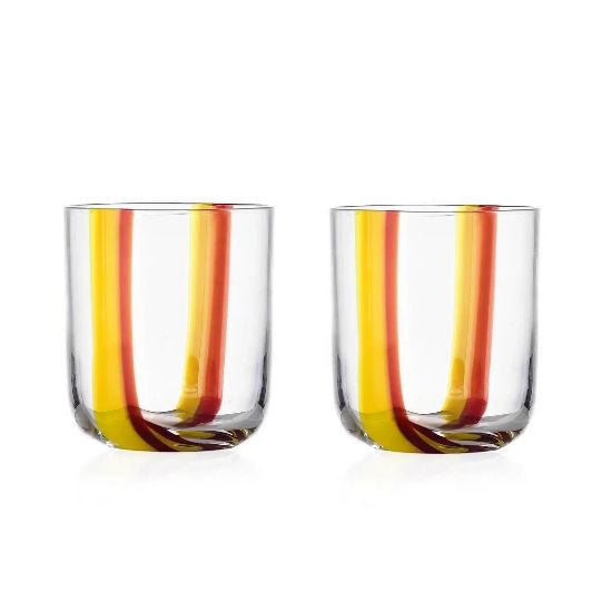 Picture of Pair of Tumblers, "U" Yellow & Bordeaux