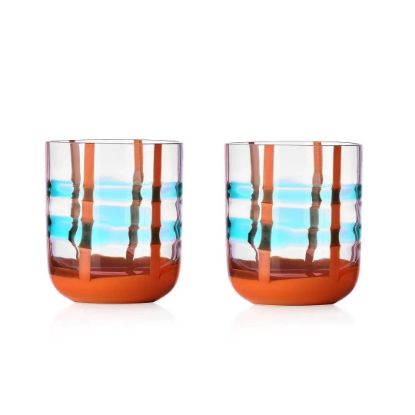 Picture of Pair of Tumblers, Light Turquoise & Orange