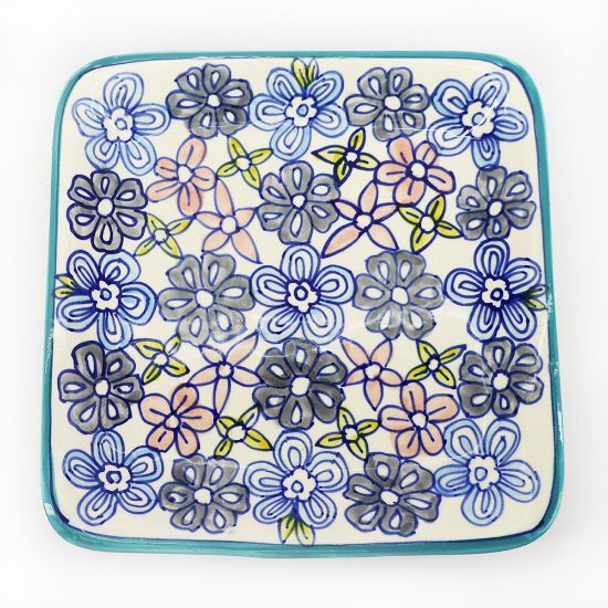 Picture of Square Hand Painted Plate, Pastel Floral