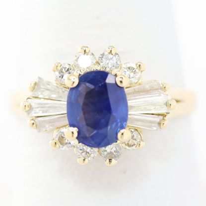 Picture of 14k Yellow Gold Oval Sapphire & Diamond Halo Ring