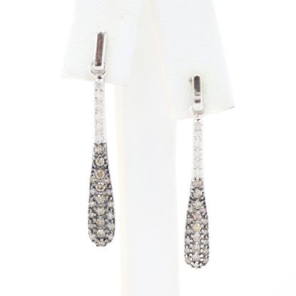 Picture of 14k White Gold Light Brown & White Diamond Dangling Earrings