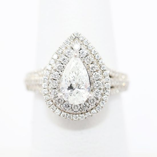 Picture of 14k White Gold Brilliant Pear Cut Diamond Halo Ring