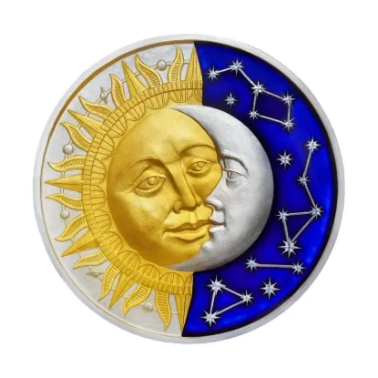 Picture of 2017 Niue: Sun & Moon 'Celestial Bodies' 2 Oz. Colorized Silver Coin