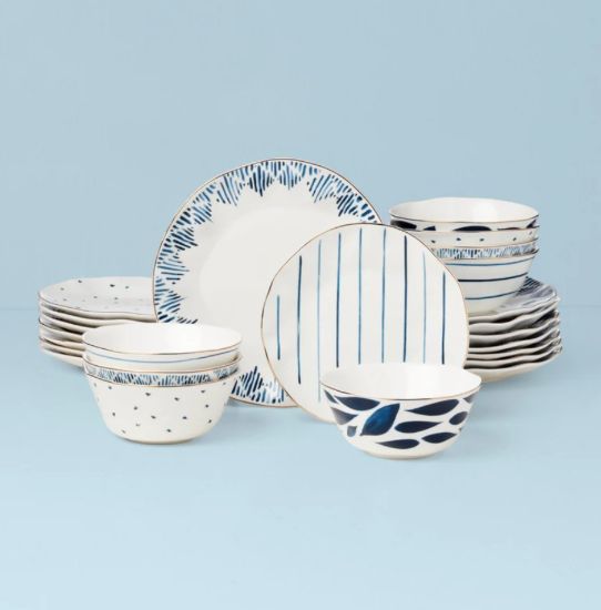 Picture of New 24-Piece Dinnerware Set, Ikat
