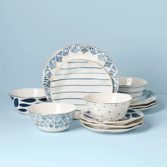 Picture of New 12-Piece Dinnerware Set, Ikat