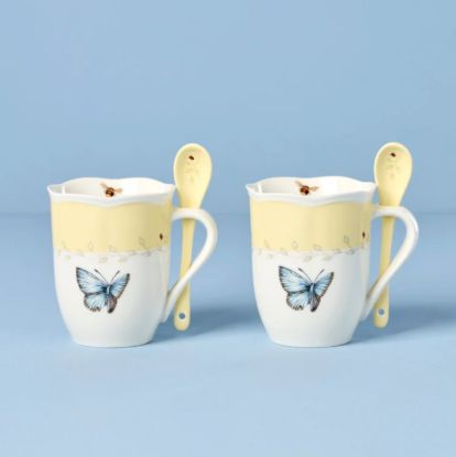 Picture of New Pair of Yellow Mugs with Spoons