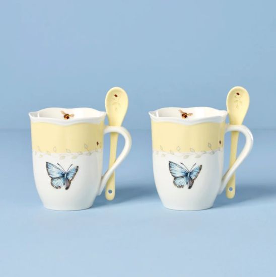 Picture of New Pair of Yellow Mugs with Spoons