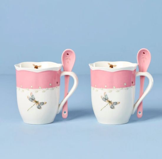 Picture of New Pair of Pink Mugs with Spoons
