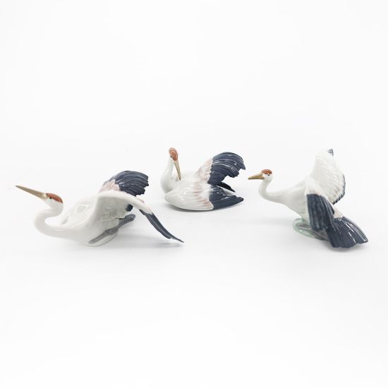 Picture of Three Cranes Resting Porcelain Figurines