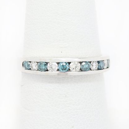 Picture of 14k White Gold Blue & White Diamond Band