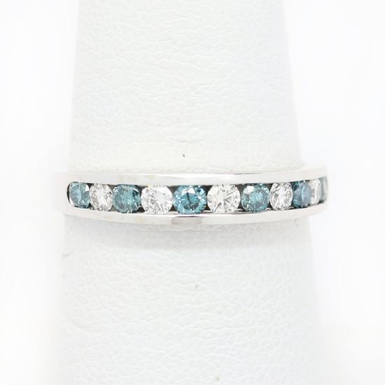 Picture of 14k White Gold Blue & White Diamond Band