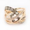 Picture of 14k Rose Gold Chocolate & White Diamond Crossover Ring
