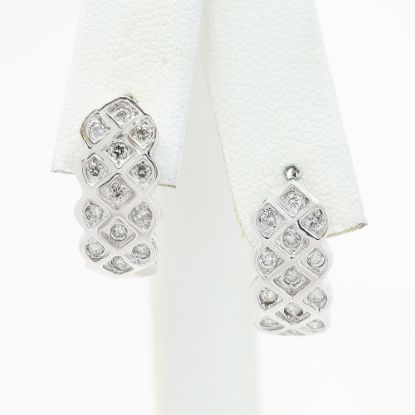 Picture of 14k White Gold Diamond Half Hoop Earrings