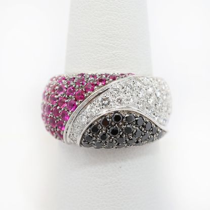 Picture of 18k White Gold Pavé Set Diamond & Ruby Ring